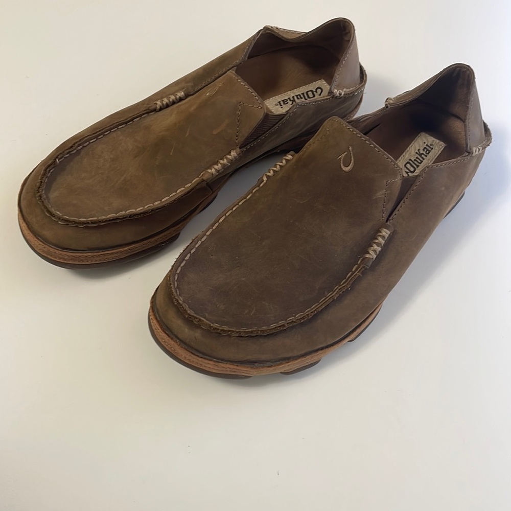 OluKai Leather Slip On Shoes, Mens size 9